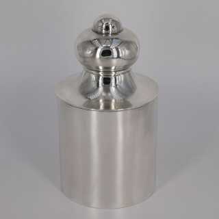 Cylindrical tea box in solid silver from Mappin & Webb