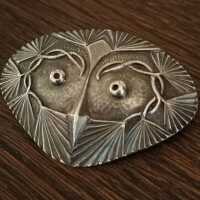 Außergewöhnliche Brosche in Silber aus Finnland mit dem Gesicht einer Eule