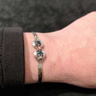 Delicate bracelet in white gold from the 1960s with sapphires and diamonds
