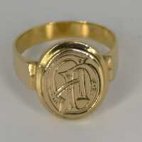 Solid Art Nouveau mens seal ring in 900 gold