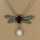 Zartes Schmetterling Collier in Silber mit Granat und Perle
