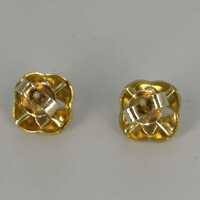 Dainty shamrock earrings in gold with rubies