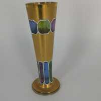 Kleine Jugendstil Trompeten Vase in vergoldetem Glas und...