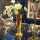 Kleine Jugendstil Trompeten Vase in vergoldetem Glas und Emaille
