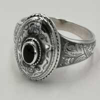 Antiker Niello Ring in Silber mit Onyx