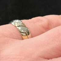 Vintage unique puzzle ring in white gold and yellow gold