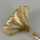 Ginkoblatt Brosche in Gold mit einem Zirkon