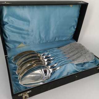 Set of Art Nouveau tablespoons in silver with lily of the valley decoration