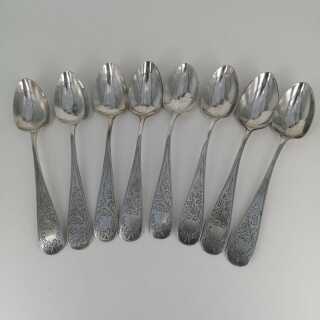 8 silver dessert spoons with lily of the valley engraving from around 1910