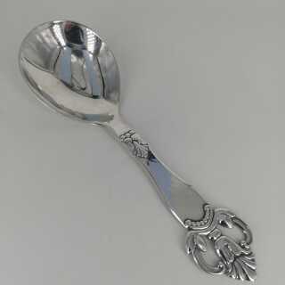 Large decorated Art Deco serving spoon in silver Carl M. Cohr Denmark 1930