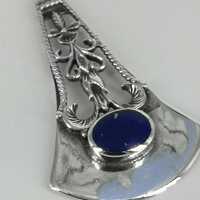 Silver pendant with lapis lazuli in a geometric shape around 1915