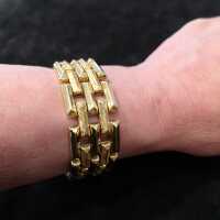 Massives breites Damen Backstein Armband in 585/- Gold 
