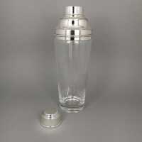 Vintage crystal glass cocktail shaker with silver-plated...