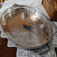 Oval Art Nouveau gallery tray silvered with handles...