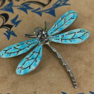 Dragonfly brooch with marcasites and enamel around 1930