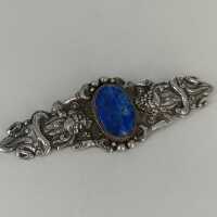Abstract brooch from Mexico in silver with lapis lazuli...