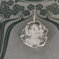 Beautiful antique art nouveau medallion with relief...