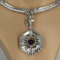 Vintage modernism necklace in silver with amethyst ball