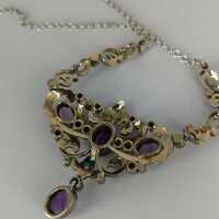 Biedermeier necklace in gold and silver with diamonds and amethysts