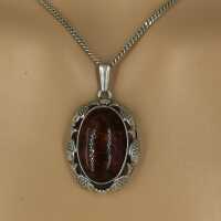 Magnificent pendant "Fischlandschmuck"  in 835 silver and amber, including chain