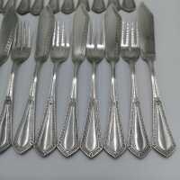 Antique silver fish cutlery for 12 people. Wilkens &...