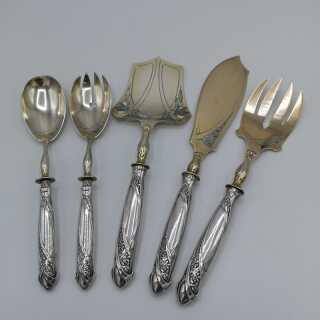 Complete presentation cutlery from the Art Nouveau in silver and gold