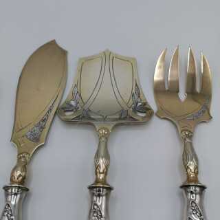 Complete presentation cutlery from the Art Nouveau in silver and gold