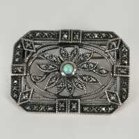Vintage brooch in silver with opal and marcasites