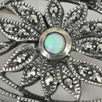 Vintage Brosche in Silber mit Opal und Markasiten