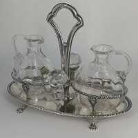 Beautiful spice cruet for vinegar and oil in 800 / - silver and crystal glass