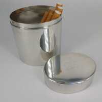 Oval cigarette box in solid silver
