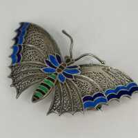 Magnificent Art Nouveau brooch from Vienna in silver, gold and enamel