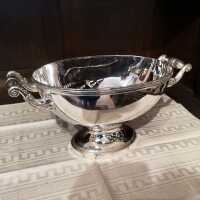 Antique oval silver-plated terrine with push-in lid