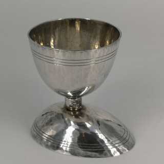 Rare Art Deco double egg cup in silver for standing and lying eggs