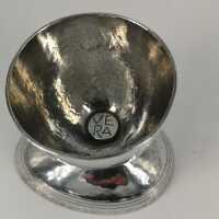 Rare Art Deco double egg cup in silver for standing and lying eggs