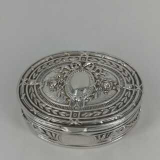 Antique solid silver pill box with relief decoration