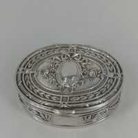 Antique solid silver pill box with relief decoration