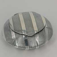 Art Deco pill box in solid silver with stripes decor