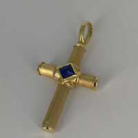 Large cross pendant in gold and lapis lazuli around 1990