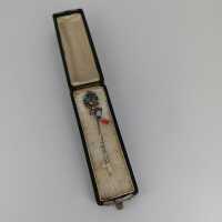 Exotische Blackamoor Moretto Ansteck-Nadel in Silber um 1850 in originaler Box