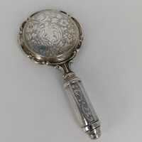 Art Nouveau hand mirror with powder compact and lipstick...