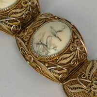 Chinesisches Armband in vergoldetem Silber mit Miniaturmalerei