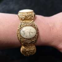 Chinese bracelet in gold-plated silver with miniature painting