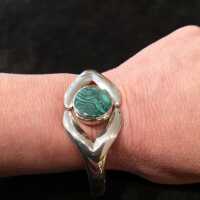 Mexican bangle in sterling silver with malachite