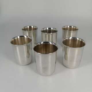 Set of 6 schnapps cups in solid silver