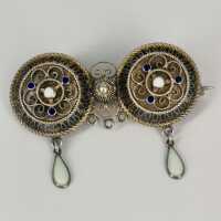Art Nouveau brooch with guilloche enamel by Marius Hammer...