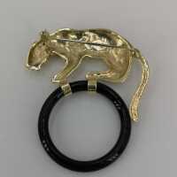 Panther Brosche in Gold mit Onyx Reif und Diamanten