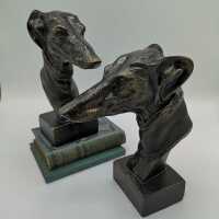 Large greyhound side plate made of patinated bronzemetal...