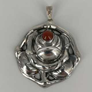 Magnificent antique Art Nouveau pendant with carnelian around 1910 in silver