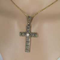 Magnificent Art Nouveau cross by Theodor Fahrner in silver and gold